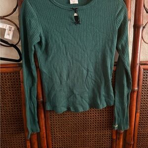 Abercrombie Kids Teal Ribbed Long Sleeve Top
